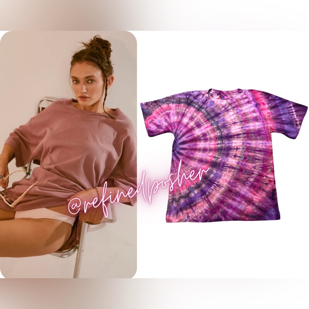 Free People Beach Essential Extreme Tee Mini size XS NEW Rosewood Tie Dye